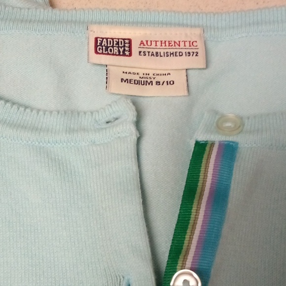 Feminine Light-Blue "Faded Glory" Button-Down Cardigan - Picture 3 of 3